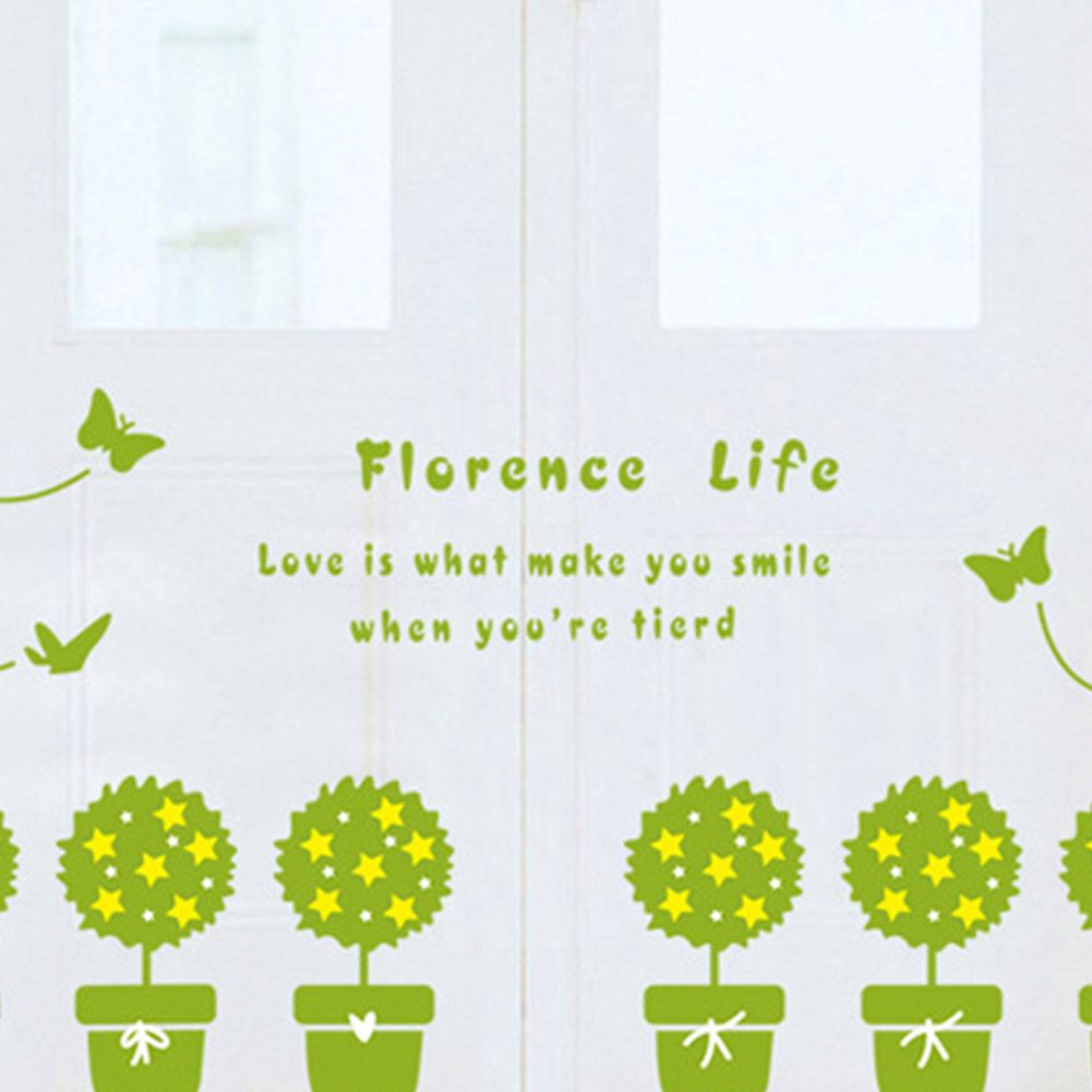 Potted Plant Self adhesive Removable Decorative Wall Sticker for Home Office Decor