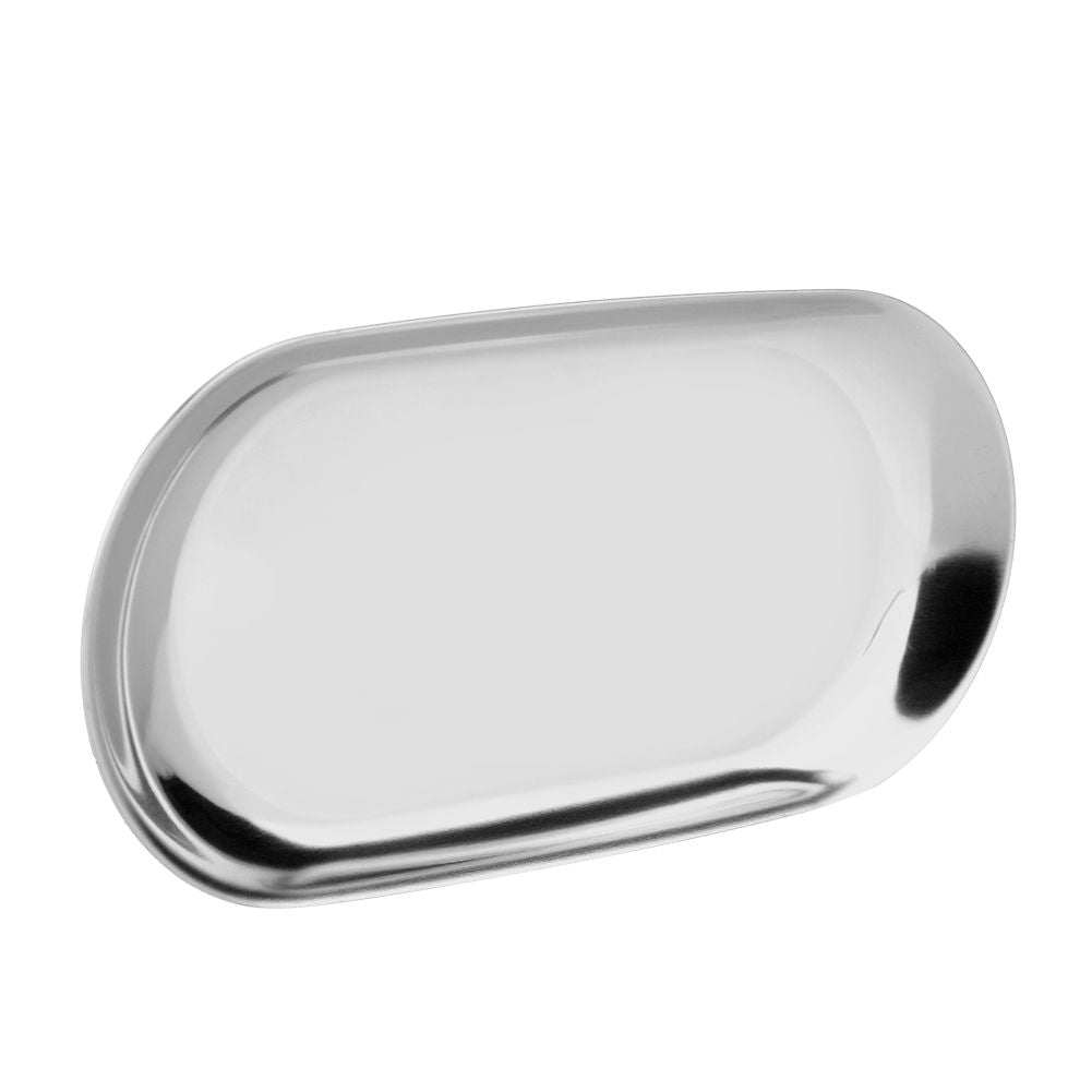 Nordic Style Stainless Storage Tray Cosmetics Jewelry Cake Plate for Office Desks(Silver L)