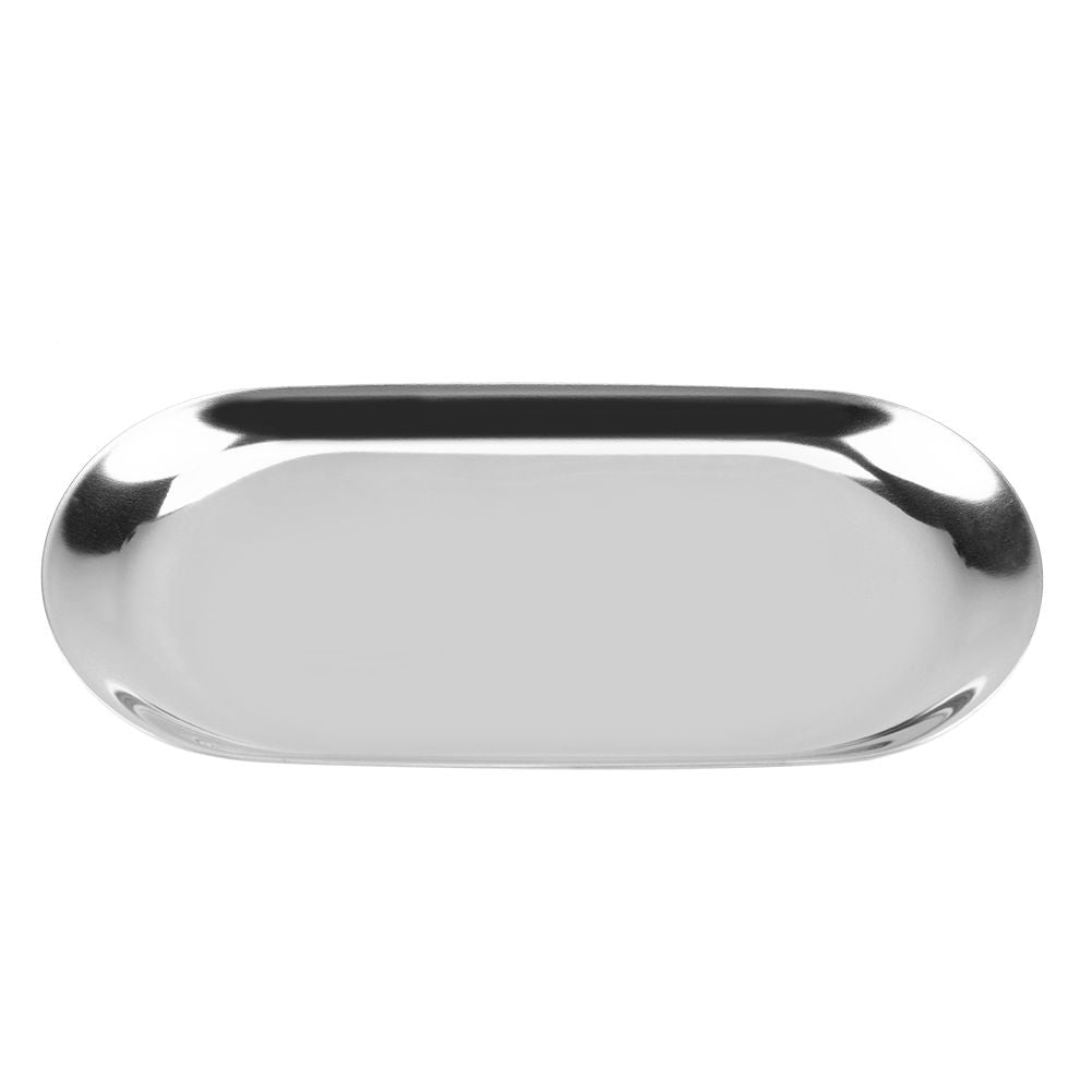 Nordic Style Stainless Storage Tray Cosmetics Jewelry Cake Plate for Office Desks(Silver L)