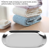 Nordic Style Stainless Storage Tray Cosmetics Jewelry Cake Plate for Office Desks(Silver L)