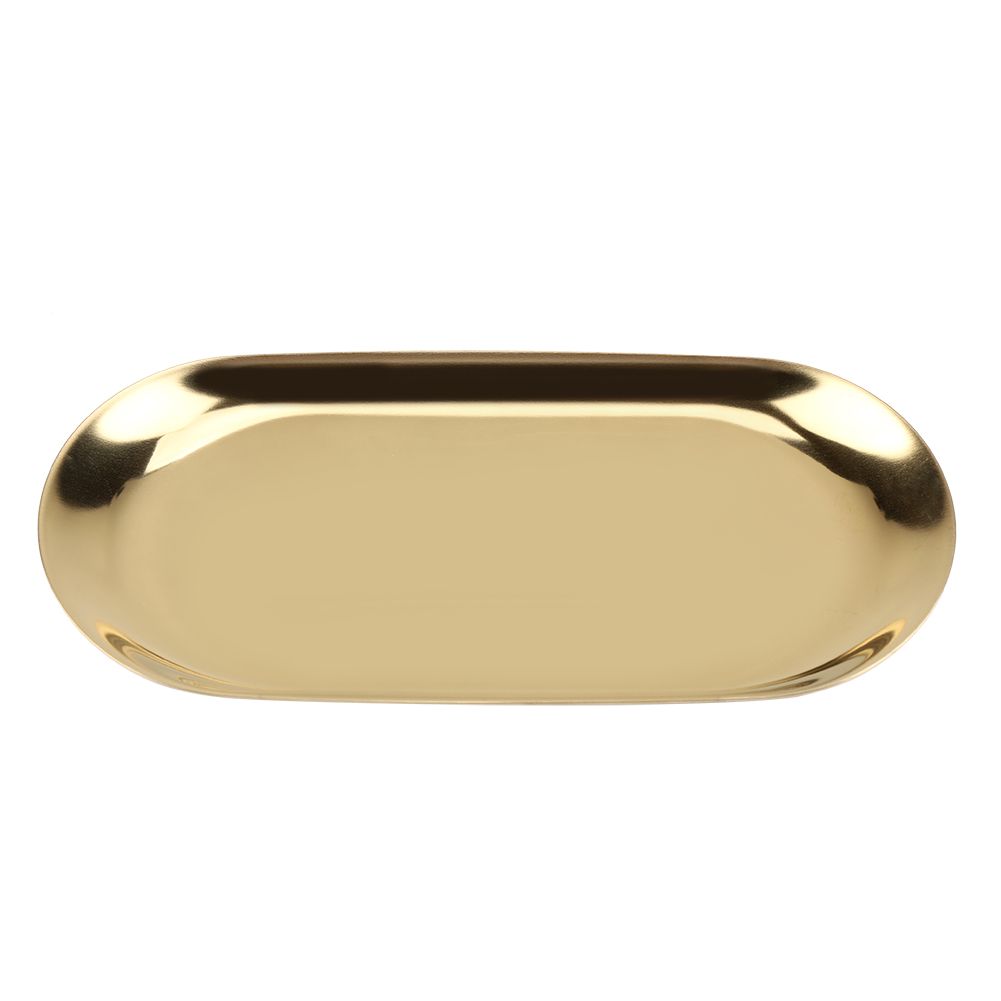 Nordic Style Stainless Storage Tray Cosmetics Jewelry Cake Plate for Office Desks(Golden S)