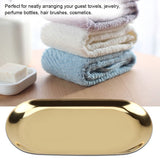Nordic Style Stainless Storage Tray Cosmetics Jewelry Cake Plate for Office Desks(Golden L)