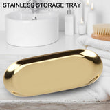 Nordic Style Stainless Storage Tray Cosmetics Jewelry Cake Plate for Office Desks(Golden L)