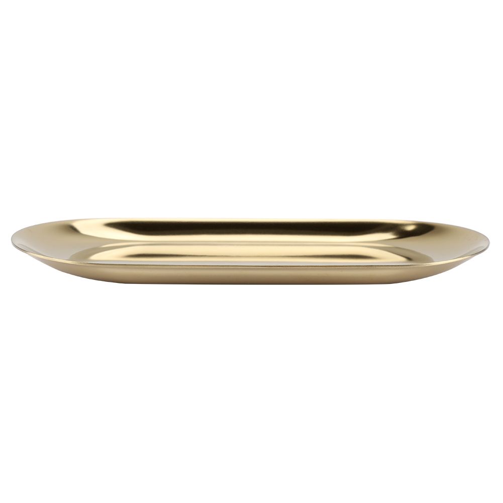 Nordic Style Stainless Storage Tray Cosmetics Jewelry Cake Plate for Office Desks(Golden L)