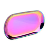 Nordic Style Stainless Storage Tray Cosmetics Jewelry Cake Plate for Office Desks(Rainbow S) - Front View