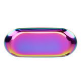 Nordic Style Stainless Storage Tray Cosmetics Jewelry Cake Plate for Office Desks(Rainbow S)