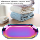 Nordic Style Stainless Storage Tray Cosmetics Jewelry Cake Plate for Office Desks(Rainbow S)
