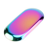 Nordic Style Stainless Storage Tray Cosmetics Jewelry Cake Plate for Office Desks(Rainbow S)