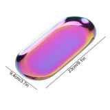 Nordic Style Stainless Storage Tray Cosmetics Jewelry Cake Plate for Office Desks(Rainbow L)