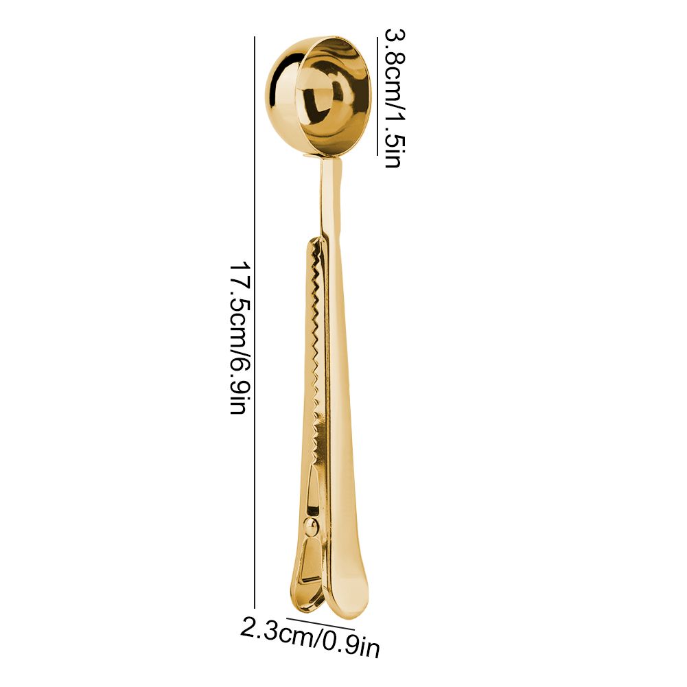 2 in 1 Multifunctional Coffee Spoon Stainless Steel Scoop with Sealing Clamp Clip