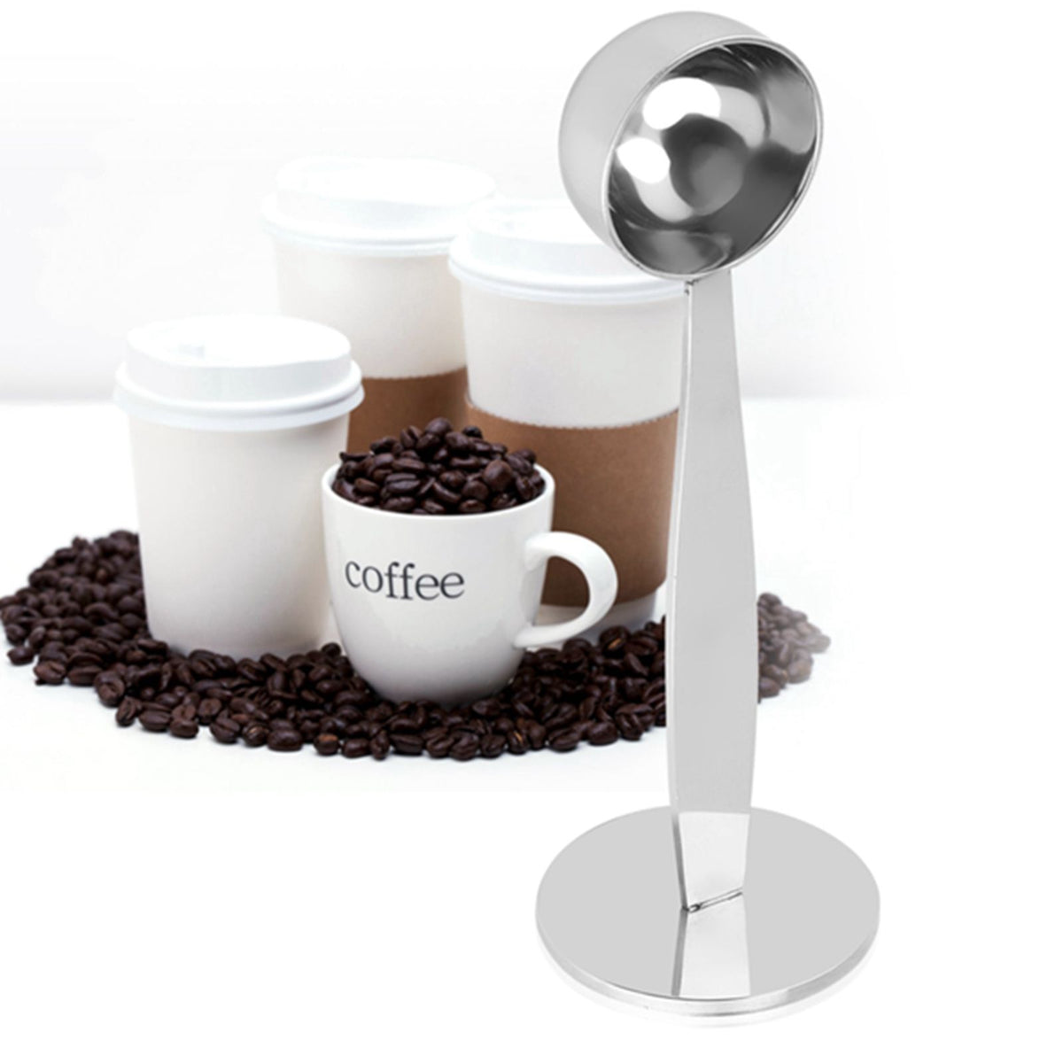 Dual purpose Stainless Steel Tamping Measuring Coffee Bean Powder Spoon Scoop