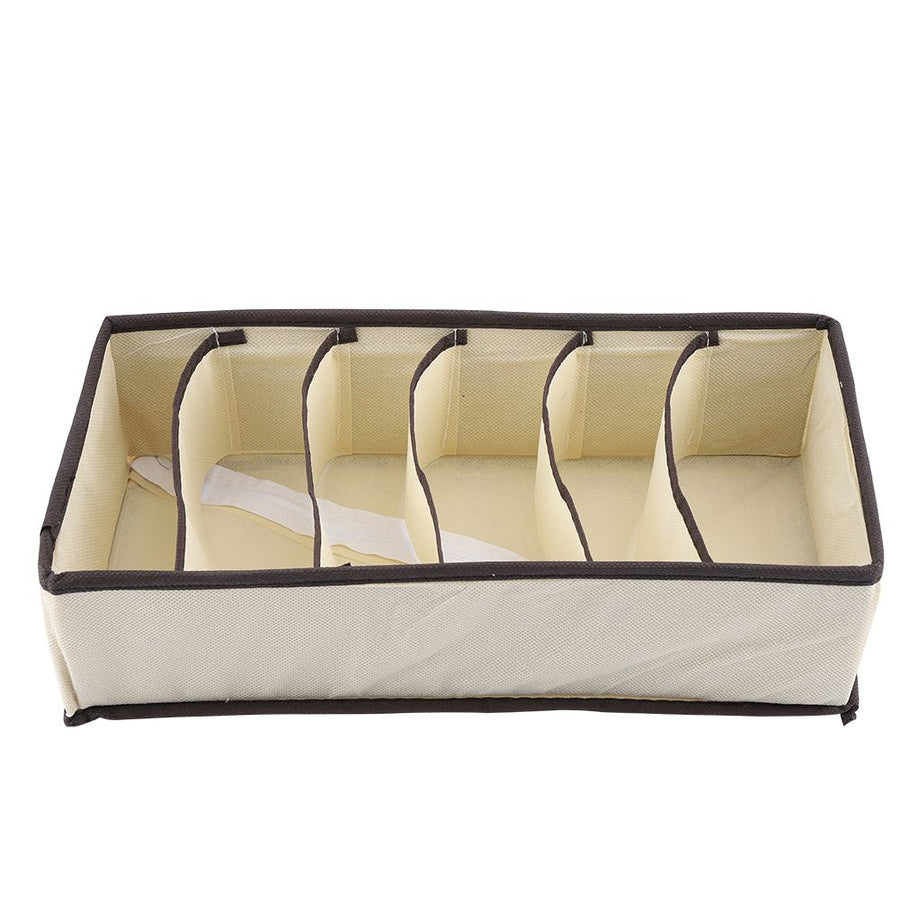 Portable Foldable Durable Divider Storage Box Case Container for Bra Underwear Sock(6 Grids)