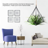 Freestanding Hanging Geometric Plant Stand Flower Hanger Moss Fern Plant Decor (Black) - Front View