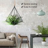 Freestanding Hanging Geometric Plant Stand Flower Hanger Moss Fern Plant Decor (Black) - Side View