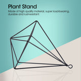 Freestanding Hanging Geometric Plant Stand Flower Hanger Moss Fern Plant Decor (Black)