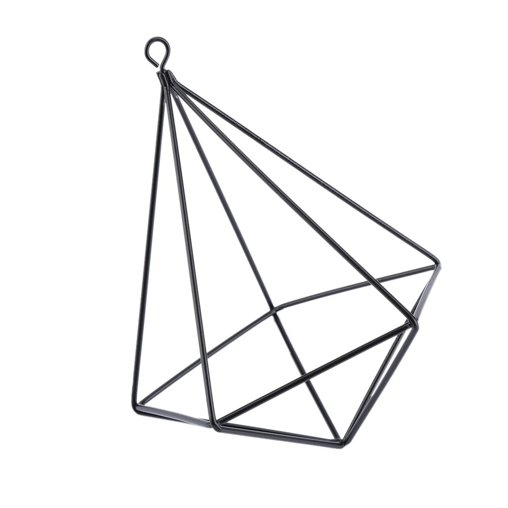 Freestanding Hanging Geometric Plant Stand Flower Hanger Moss Fern Plant Decor (Black)
