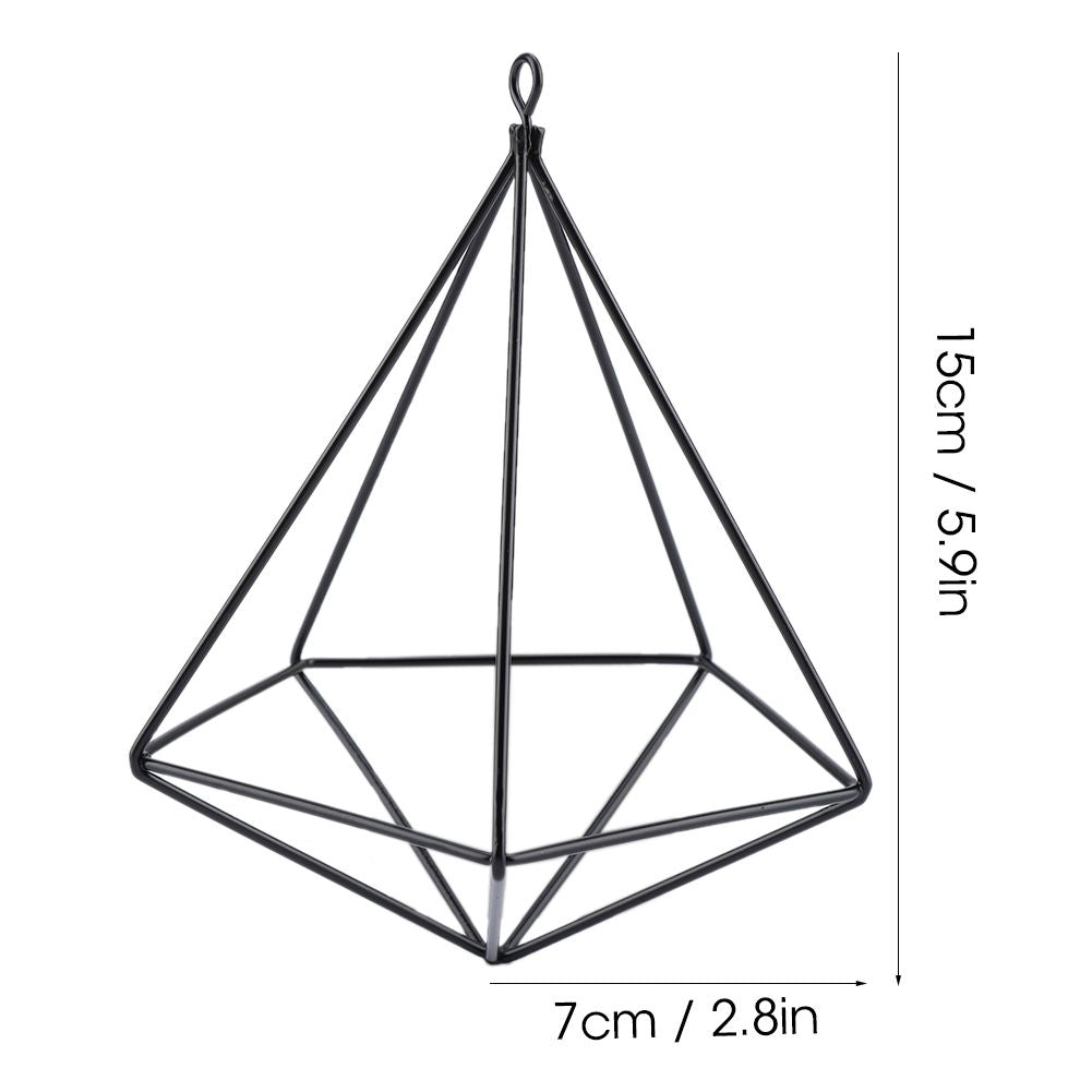 Freestanding Hanging Geometric Plant Stand Flower Hanger Moss Fern Plant Decor (Black)