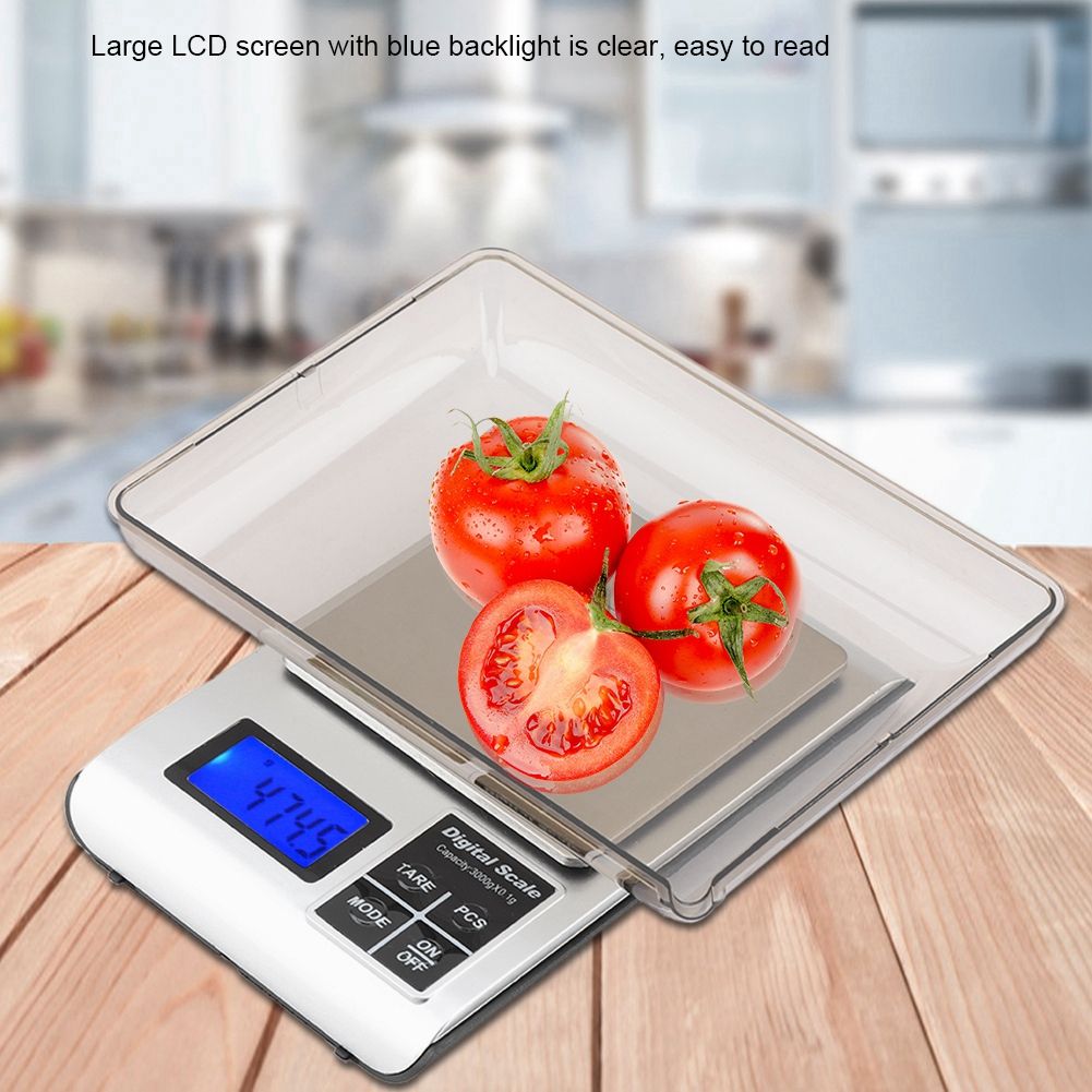 3kg/1g Precise Digital Electronic Kitchen Scale Stainless Steel Food Baking Weighing Balance