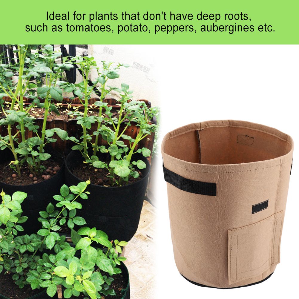 Breathable Potato Tomato Planting Bag Outdoor Garden Vegetable Plant Growth Bag(Brown)