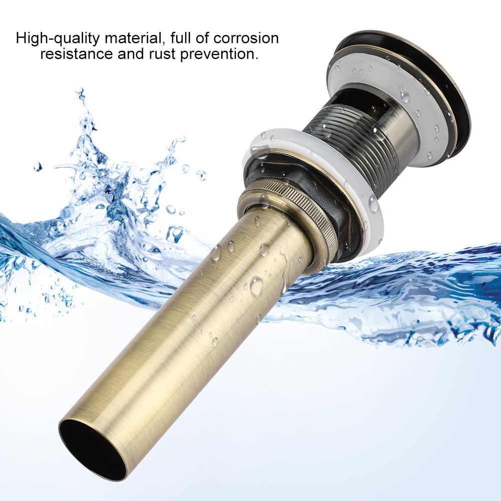 G1 1/4" Brass Bathroom Basin Sink Pop Up Drain Assembly with Over flow (Green Bronze)
