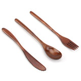 Japanese Style Reusable Bamboo Dinnerware Set Tableware Kit (Knife Fork Spoon Only) - 45-Degree Angle