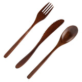 Japanese Style Reusable Bamboo Dinnerware Set Tableware Kit (Knife Fork Spoon Only) - Low Angle