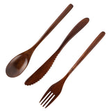 Japanese Style Reusable Bamboo Dinnerware Set Tableware Kit (Knife Fork Spoon Only)
