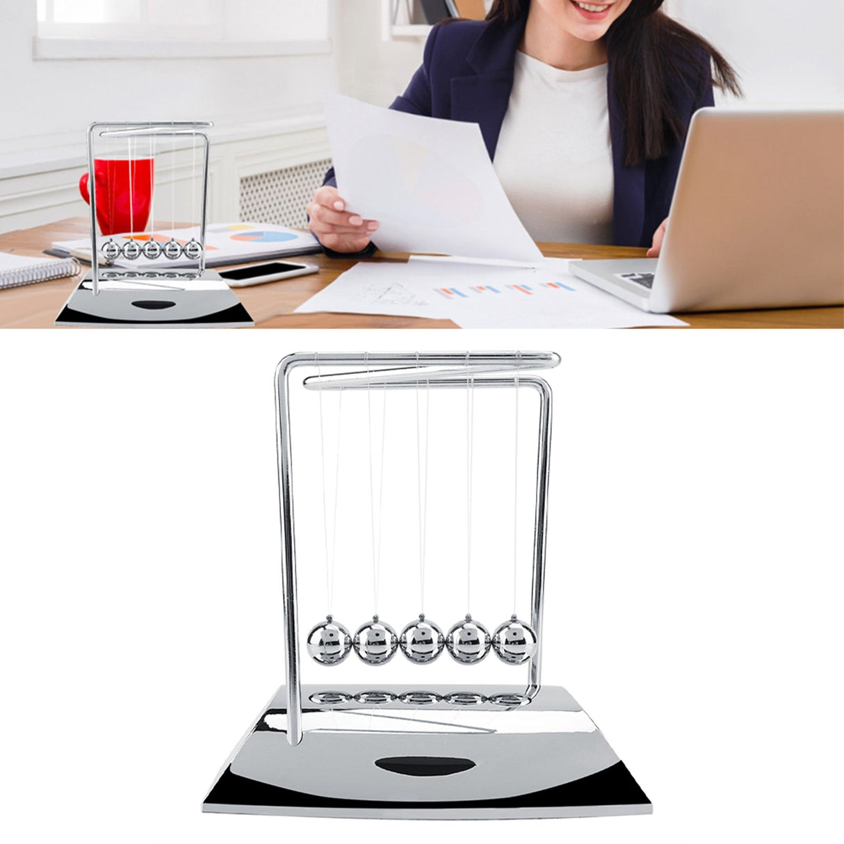 Newton's Cradle Balance Steel Balls Physics Science Pendulum Ornaments Toy Desk