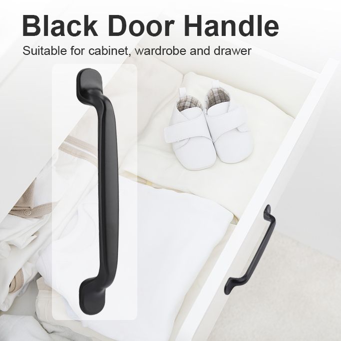 Sturdy Durable Black Door Handle for Cabinet Wardrobe Drawer Cupboard(2#)