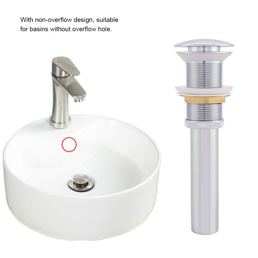 G1 1/4" Brass Bathroom Basin Sink Pop Up Drain Assembly NOn Overflow (Silver Chrome)
