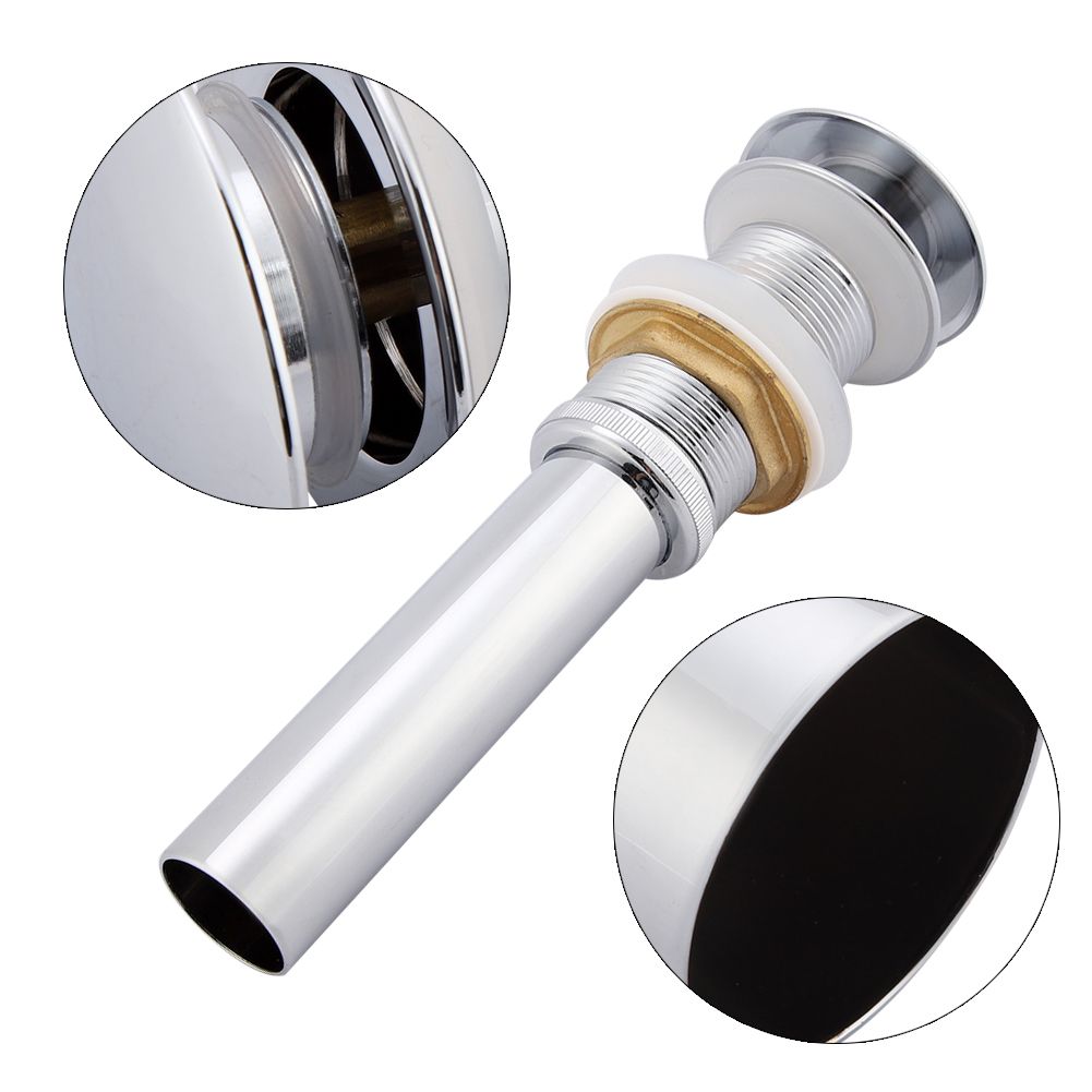 G1 1/4" Brass Bathroom Basin Sink Pop Up Drain Assembly NOn Overflow (Silver Chrome)