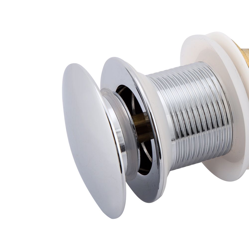 G1 1/4" Brass Bathroom Basin Sink Pop Up Drain Assembly NOn Overflow (Silver Chrome)