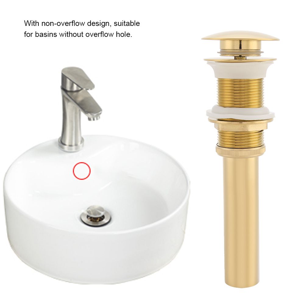 G1 1/4" Brass Bathroom Basin Sink Pop Up Drain Assembly NOn Overflow (Titanium Chrome Plating)
