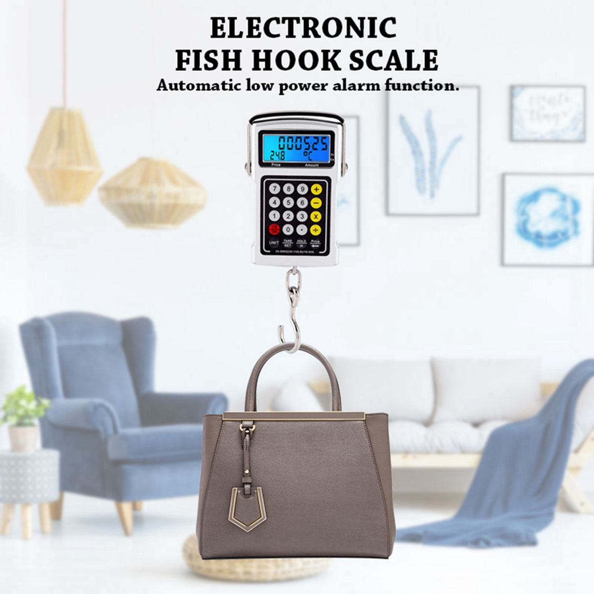 Electronic Fish Hook Scale 50Kg Luggage Weighing 7 in 1 Digital Hanging Scales