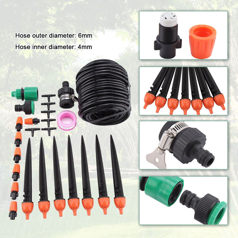10M DIY Garden Water Drip Irrigation Kit Plant Automatic Watering Set