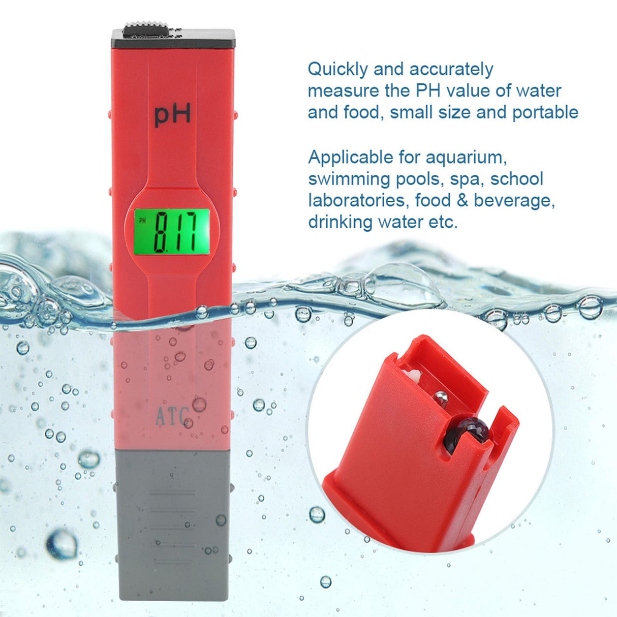 Portable LCD Digital Food Beverage PH Tester Aquarium Pool Water Quality Testing Pen Meter