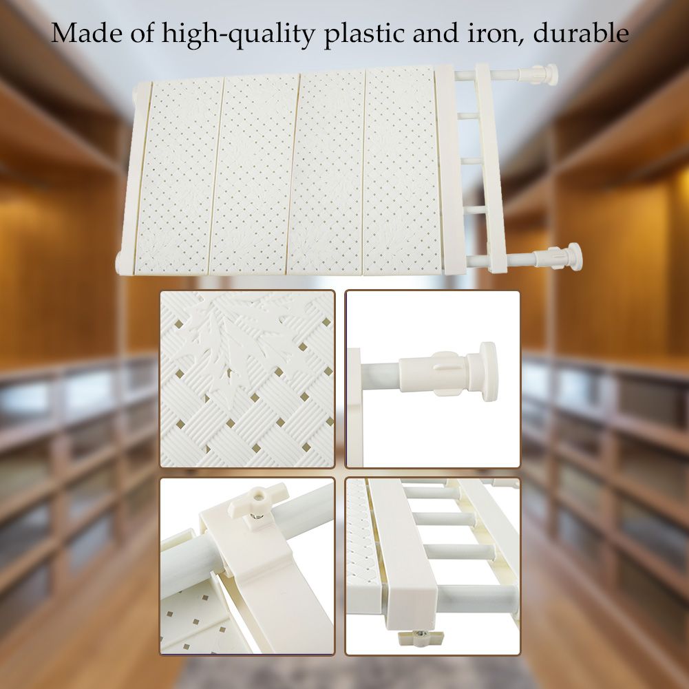 Upgraded Adjustable Storage Rack Space Saving Compartment Collecting Shelf White 53-90cm