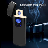 USB Rechargeable Touch Sensor Electric Windproof Cigarette Lighter Electricity Display (Black) - Close-Up Angle
