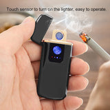 USB Rechargeable Touch Sensor Electric Windproof Cigarette Lighter Electricity Display (Black)
