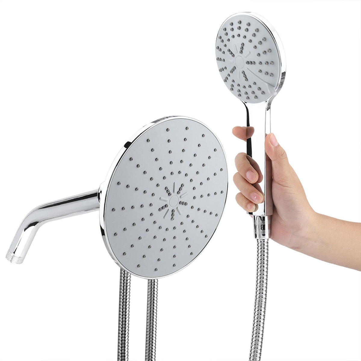 Chrome Plate High Pressure 3 Way Multi Setting Rainfall Style Dual Handheld Shower Head Combo