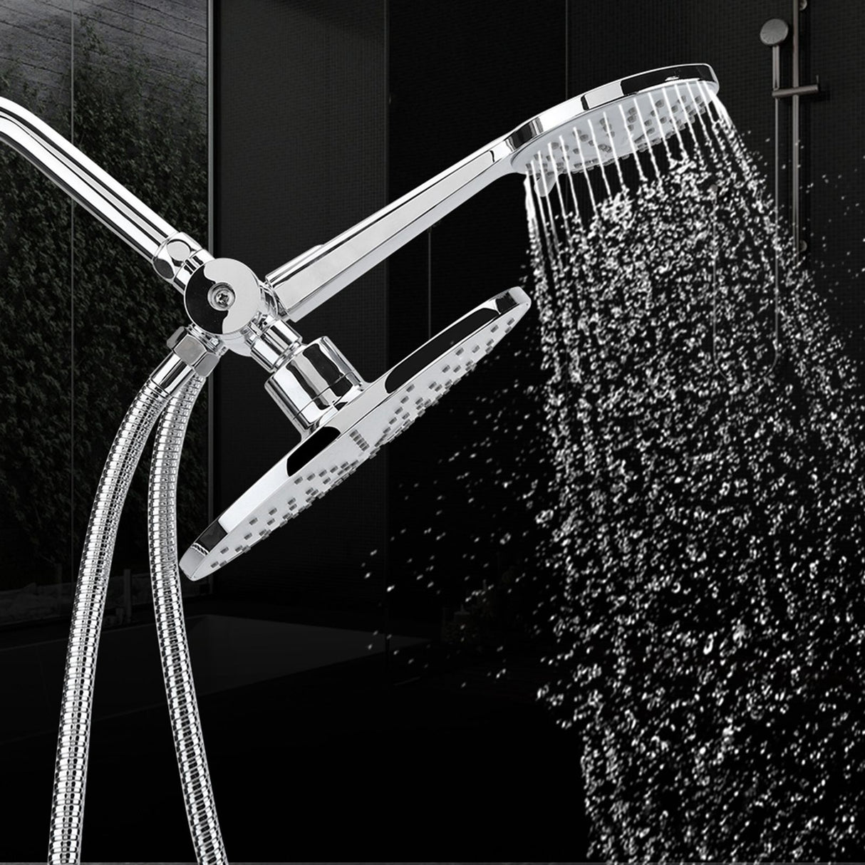 Chrome Plate High Pressure 3 Way Multi Setting Rainfall Style Dual Handheld Shower Head Combo