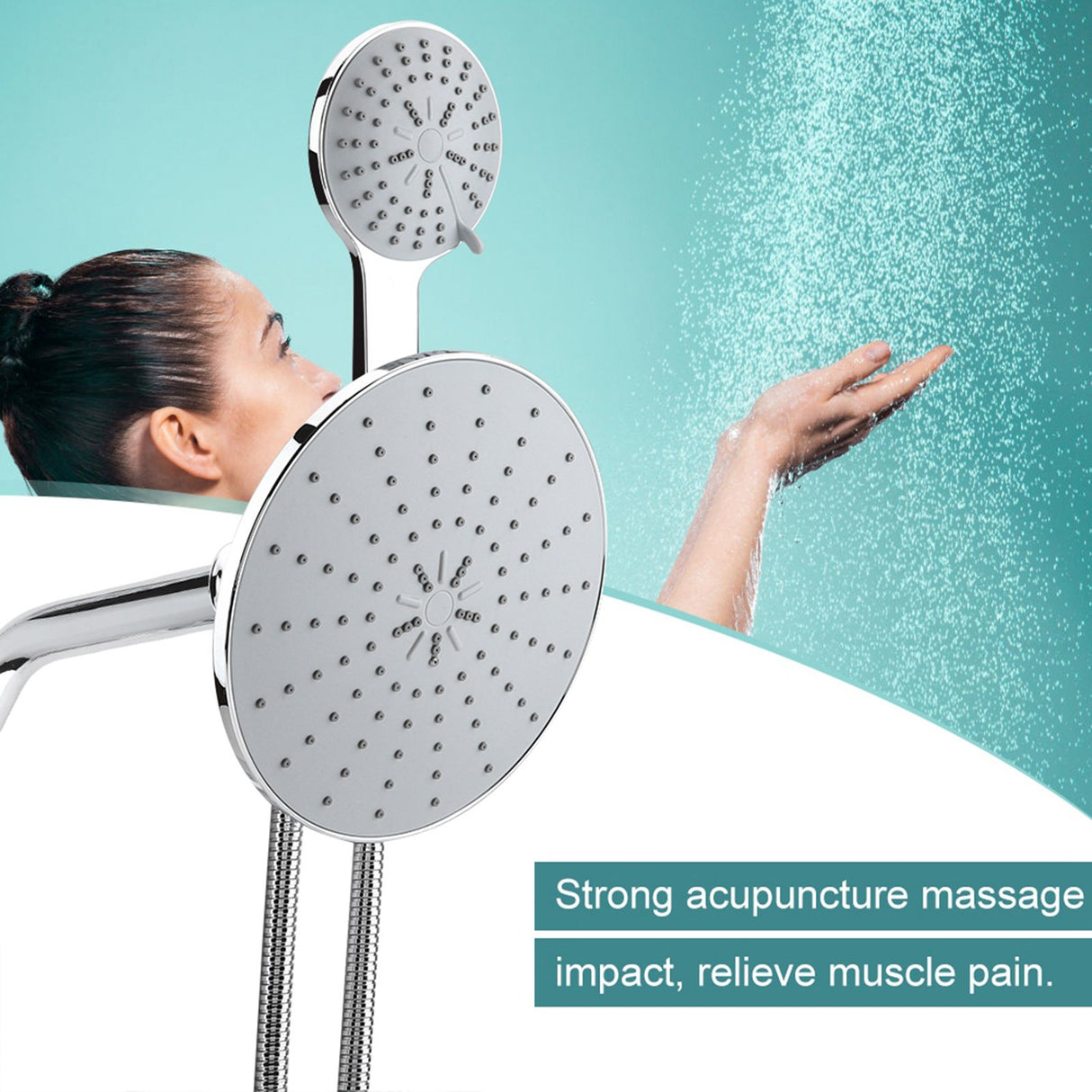 Chrome Plate High Pressure 3 Way Multi Setting Rainfall Style Dual Handheld Shower Head Combo