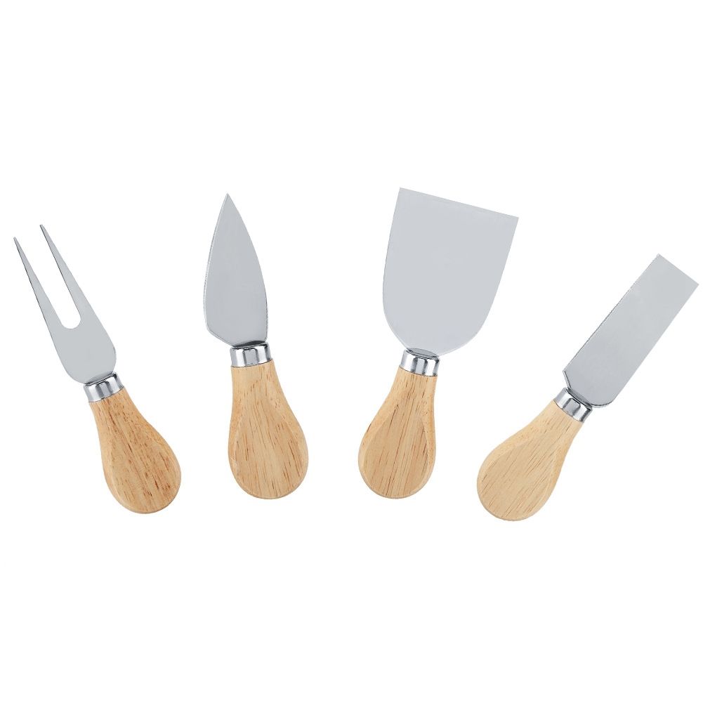 4PCS/Set Stainless Steel Cheese Knives Set Wooden Handle Cheese Cutting Knife Slicer Cutter Set