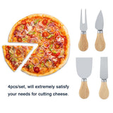 4PCS/Set Stainless Steel Cheese Knives Set Wooden Handle Cheese Cutting Knife Slicer Cutter Set