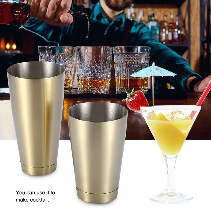 Stainless Steel Sturdy Durable Cocktail Cup Shaker Bar Home Kitchen Tool(Titanium Golden)