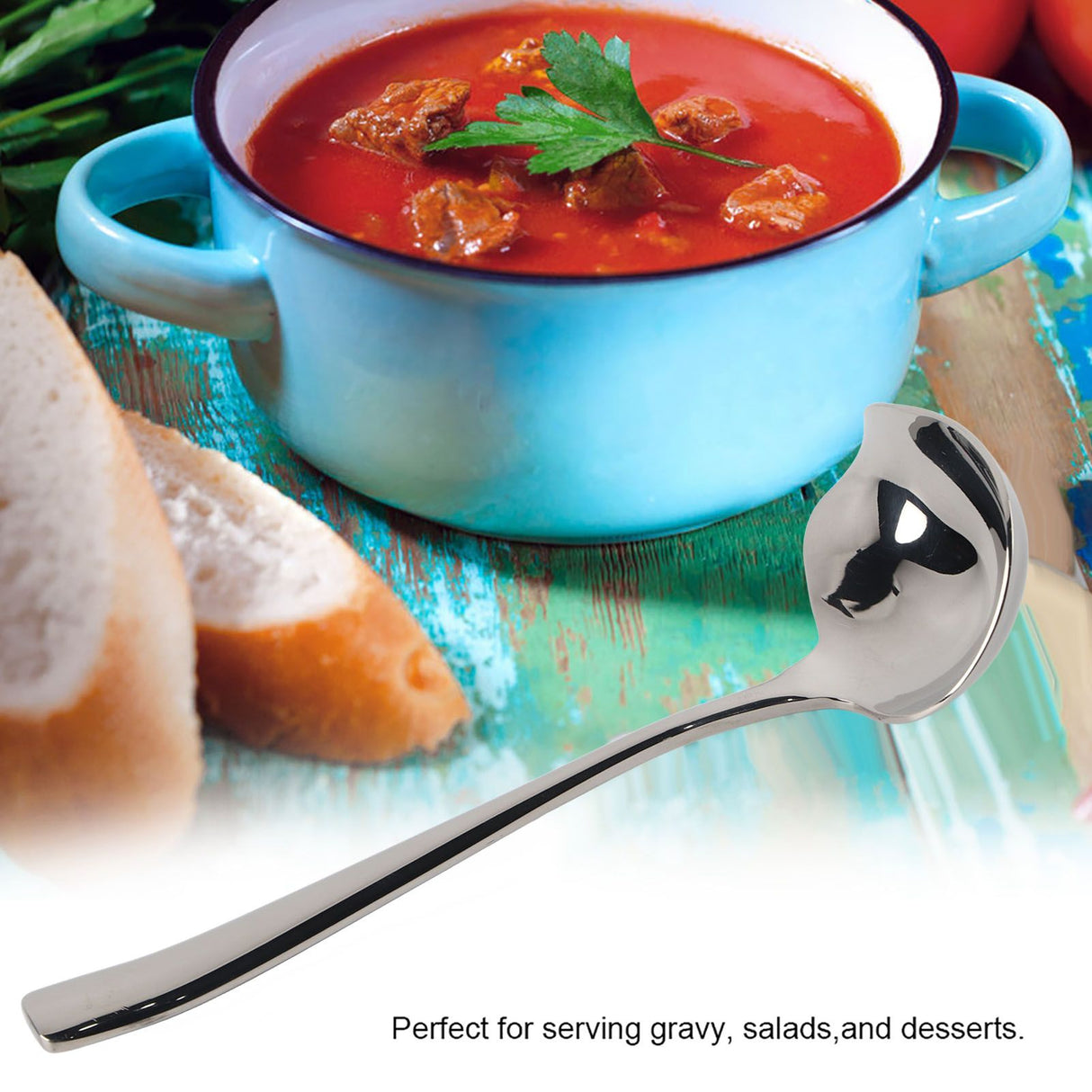 Stainless Steel Sauce Drizzle Spoon with Spout Sugar Spoon Cooking Utensil Tool