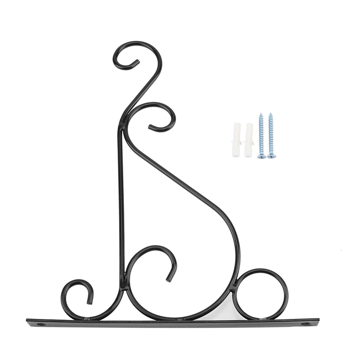 Iron Plant Hanger Wall Hanging Bracket Flower Hook for Home Garden Decoration 25*21cm(Black)