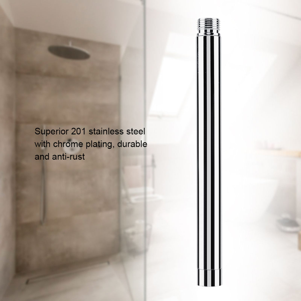 Bathroom Accessory 8inch Round 201 Stainless Steel Shower Extension Tube With Chrome Plating