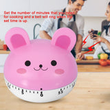 Mechanical Cooking Timer Manual Animal Shape Counters for Kitchen Timing Tool(Pink Rabbit) - Front View