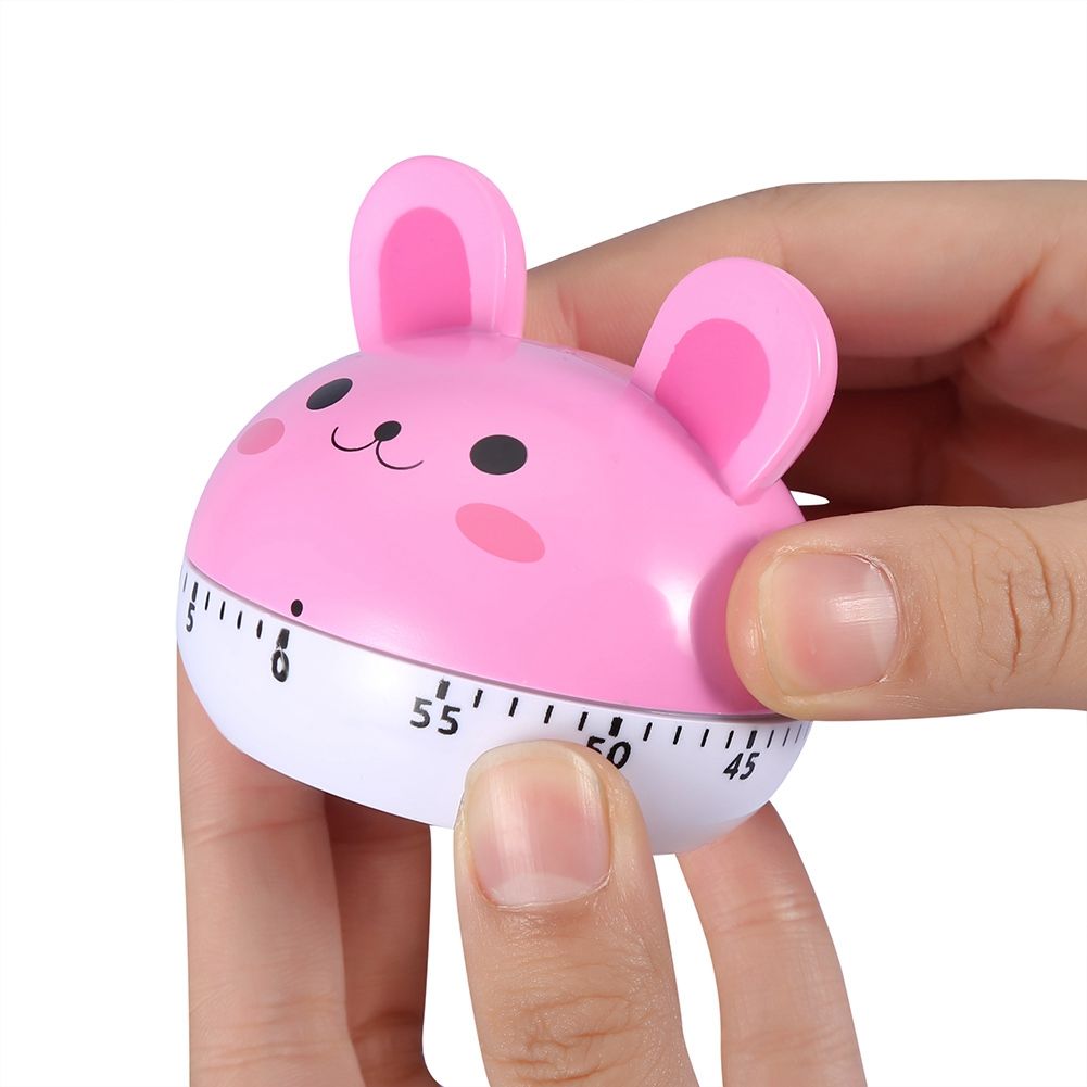 Mechanical Cooking Timer Manual Animal Shape Counters for Kitchen Timing Tool(Pink Rabbit)